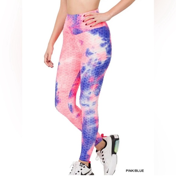 Leggings - honeycomb tie dye athletic leggings - Picture 2 of 5